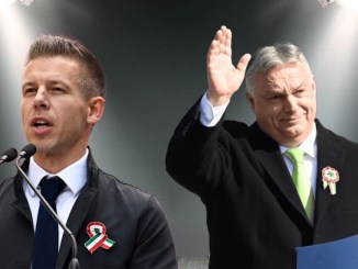 Magyar Péter és Orbán Viktor látható a képen. Büszke baloldali soha nem szavaz Magyar Péterre.