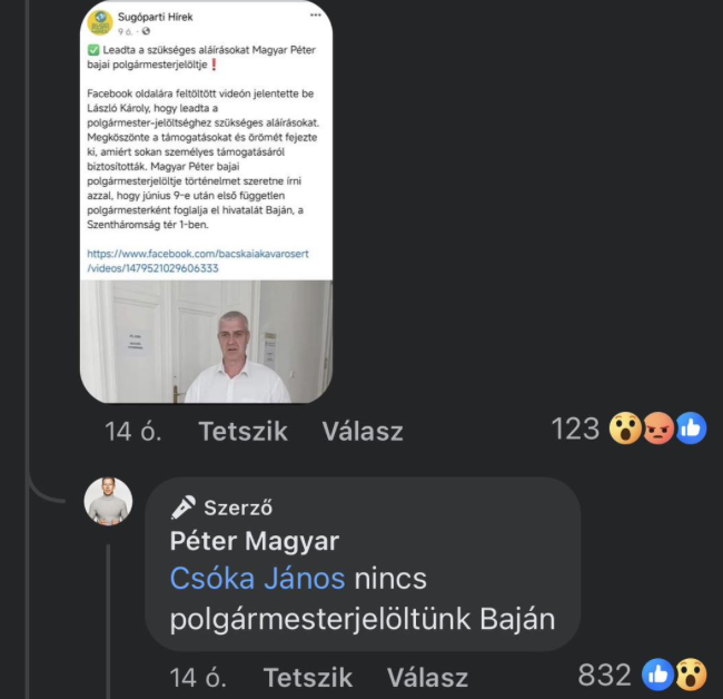 László Károly cáfolja, hogy Magyar Péter jelöltje lenne.